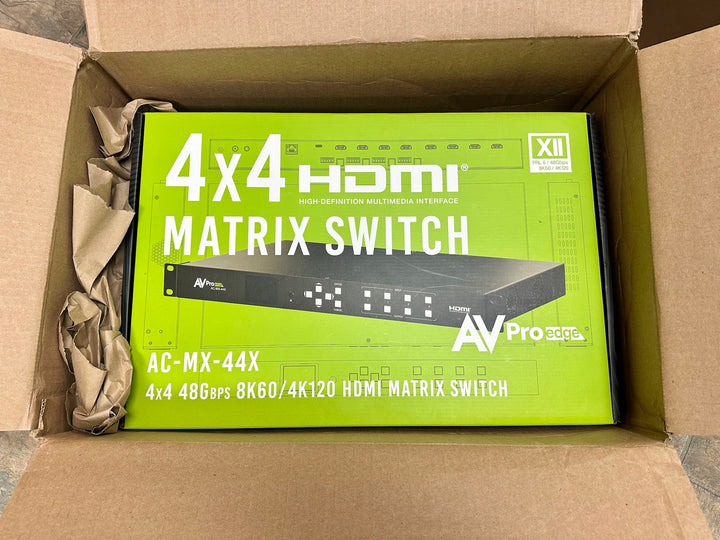 AVPro Edge AC-MX-44X Matrix Video Switcher 48Gbps 8K60 / 4K120 with Box & Remote NEW