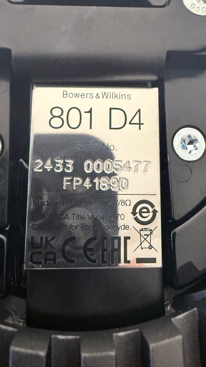 Bowers & Wilkins B&W 801D4 in Gloss Black w Box MINT STORE DEMO