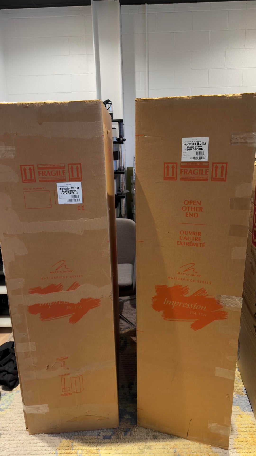 Martin Logan Impression ESL 11A Full Range Speakers in Black w Box EXCELLENT