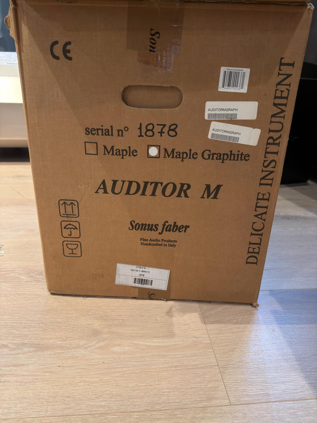 Sonus Faber Auditor M Bookshelf Speakers in Maple Graphite Gray w Stands & Box EXCELLENT