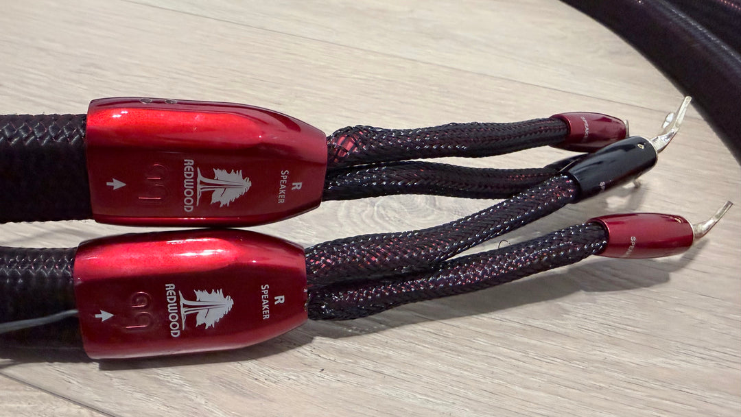 AudioQuest Redwood Speaker Cables 2M Cable Pair w Case VERY GOOD