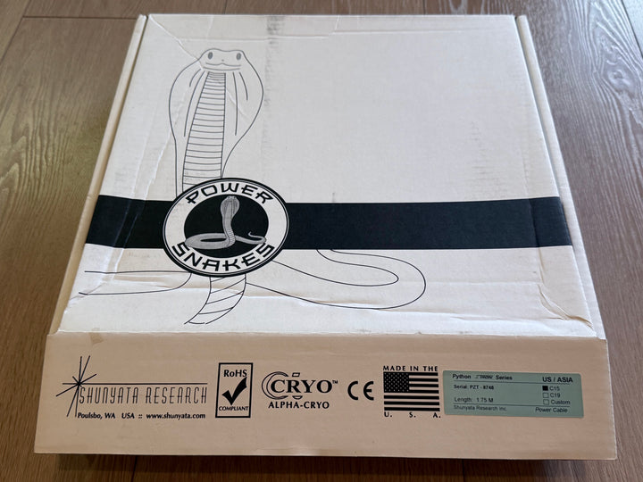 Shunyata Research E-Tron Python Serial 8748 1.75M C15 Power Cord Cable MINT
