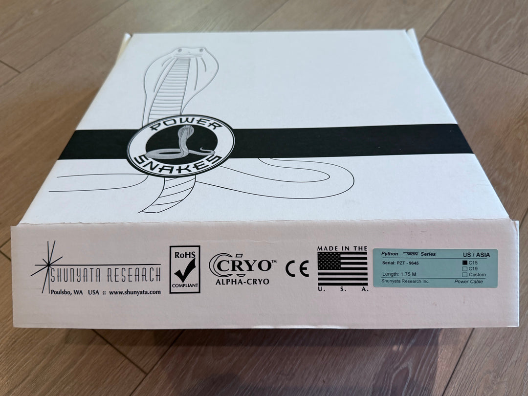 Shunyata Research E-Tron Python Serial 9645 1.75M C15 Power Cord Cable MINT