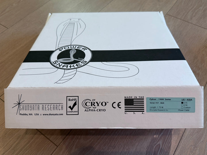 Shunyata Research E-Tron Python Serial 9645 1.75M C15 Power Cord Cable MINT