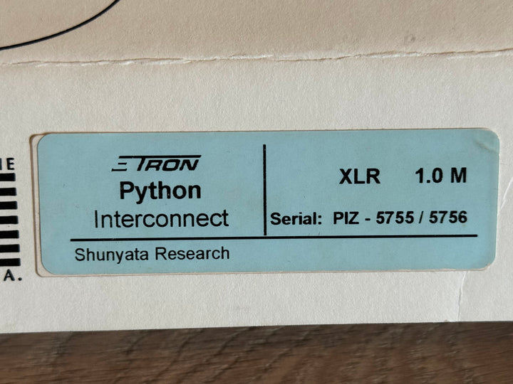 Shuynata Research E-tron Python XLR 1M Interconnect Cables Pair Serial 5755 & 5756 MINT