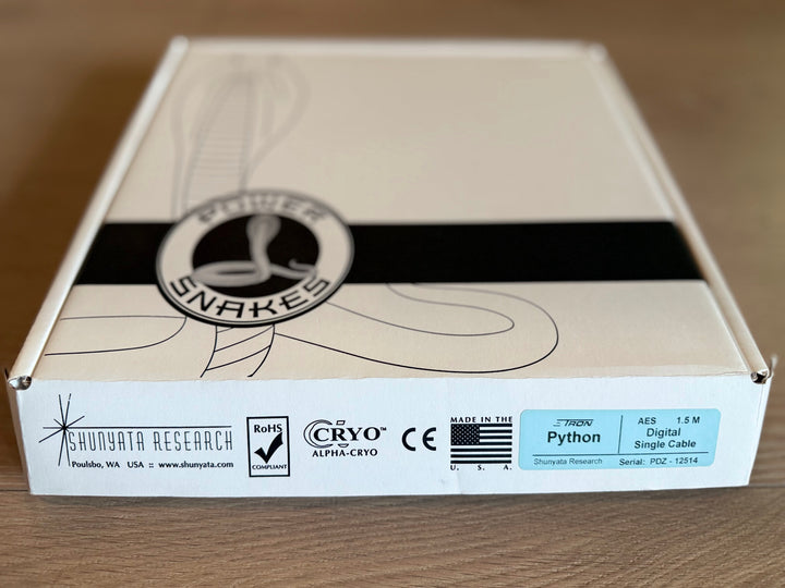 Shunyata Research E-tron Python AES Digital Single Cable 1.5M Serial 12514 MINT