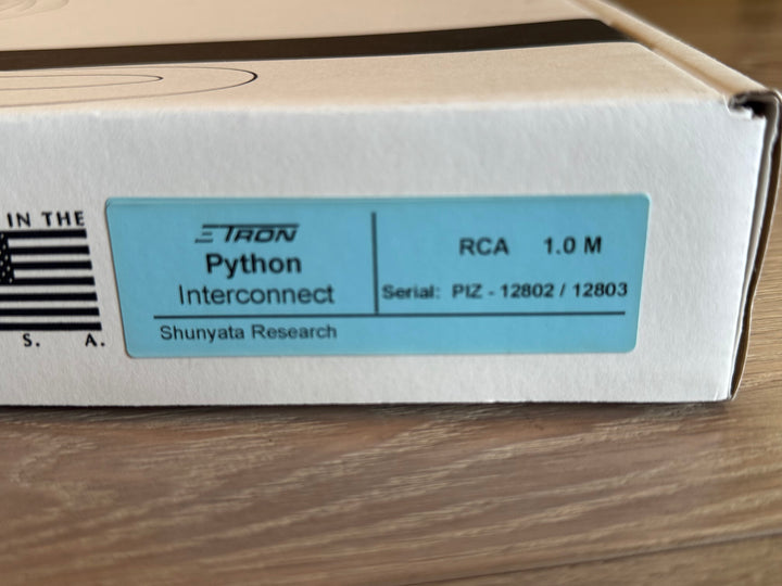 Shunyata Research E-tron Python RCA Interconnects 1M Serial 12802 & 12803 MINT