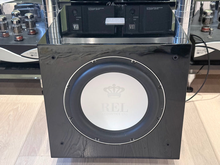 REL Acoustics S/812 Subwoofer w Box & Accessories in Gloss Black EXCELLENT