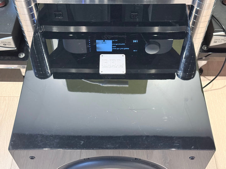 REL Acoustics S/812 Subwoofer w Box & Accessories in Gloss Black EXCELLENT