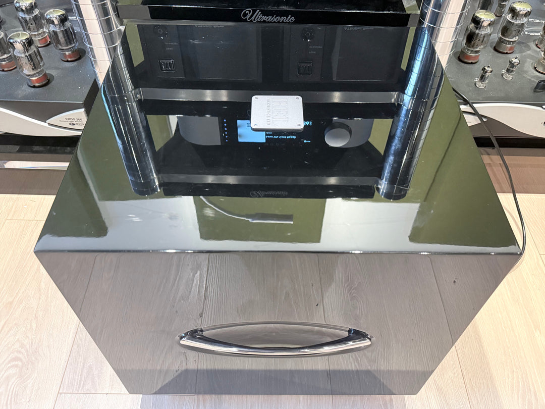 REL Acoustics S/812 Subwoofer w Box & Accessories in Gloss Black EXCELLENT