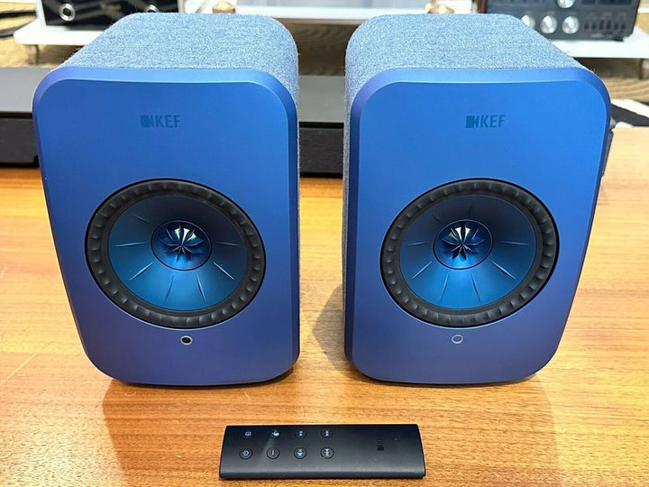 KEF LSX Powered Speakers Pair (Blue) Original Box Power Cord Manual EXCELLENT