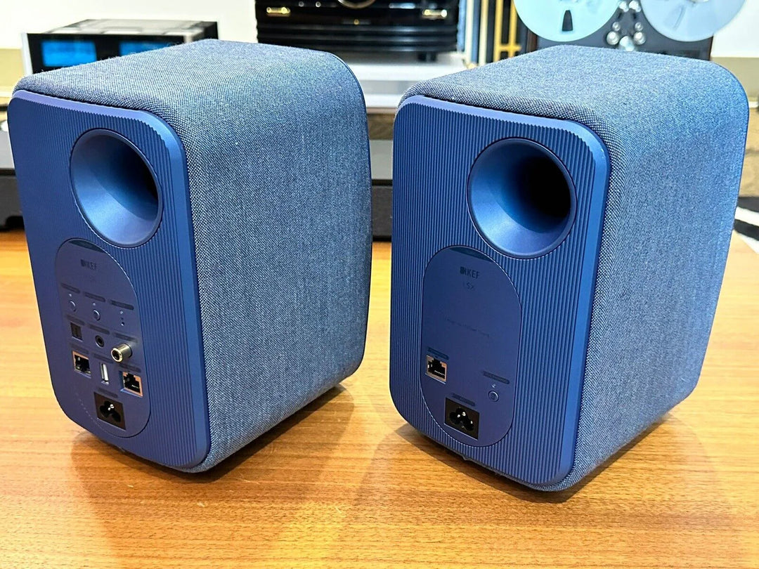 KEF LSX Powered Speakers Pair (Blue) Original Box Power Cord Manual EXCELLENT