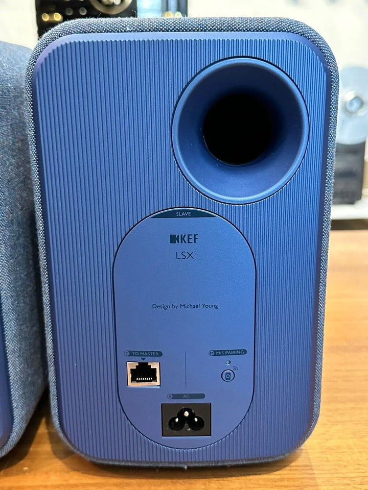 KEF LSX Powered Speakers Pair (Blue) Original Box Power Cord Manual EXCELLENT