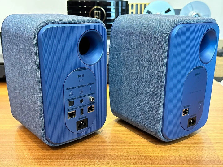 KEF LSX Powered Speakers Pair (Blue) Original Box Power Cord Manual EXCELLENT